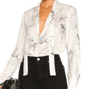All Saints Revolve Toni Aurora Top in Ecru White Size 0 Removable Neck Tie